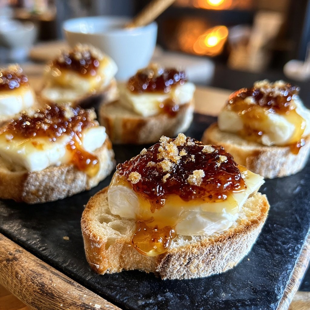 Canapés with Fig Jam and Brie