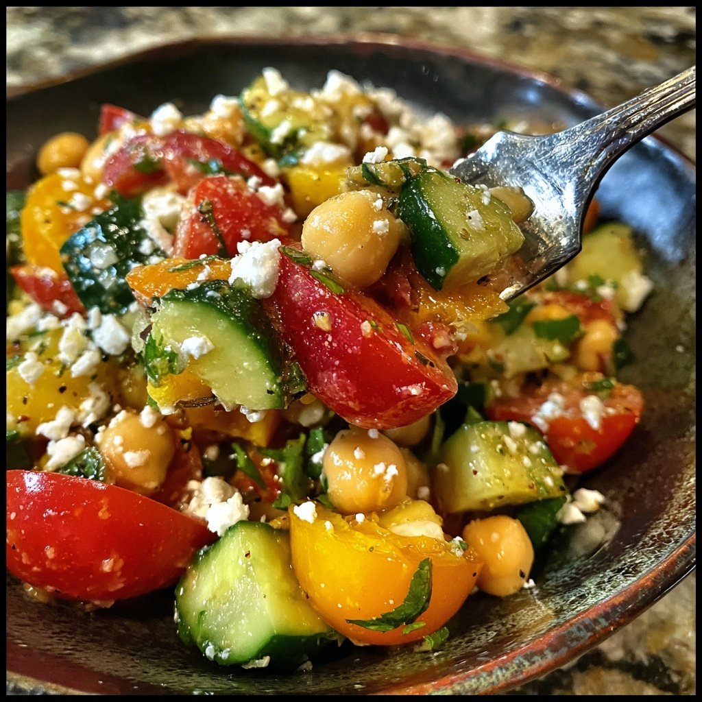 Healthy Mediterranean Chickpea Salad Lunch